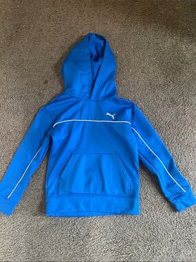 Puma XS (5-6) Boys' Royal Blue Hooded Pullover Sweatshirt with White Piping